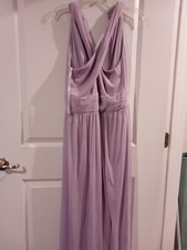 David's Bridal,Crisscross High Neck Mesh Bridesmaid, Iris Size 10