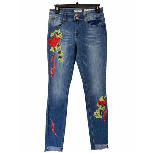 Indigo Rein Floral Embroidered Skinny 