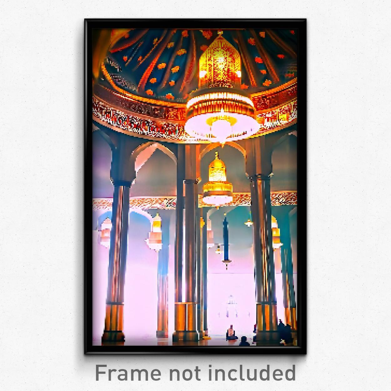 Pixel Art Poster - Buzzing Mosque (8 Bit Psychedelic Trippy Video Game Print)