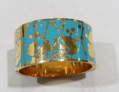 Fendi Gold-tone Enamel Bangle with White and Blue Dot Accents M Florence Broadhurst Kate Spade Have a Field Day blue enamel  main image 3