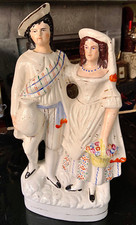 Victorian Staffordshire 15" Scottish Couple Figurine