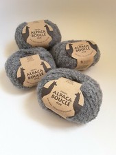 4 x DROPS GREY 80% ALPACA 15% WOOL BOUCLÉ YARN 50gr each