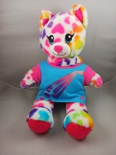 Build A Bear Rainbow Heart Leopard Cat With Shirt