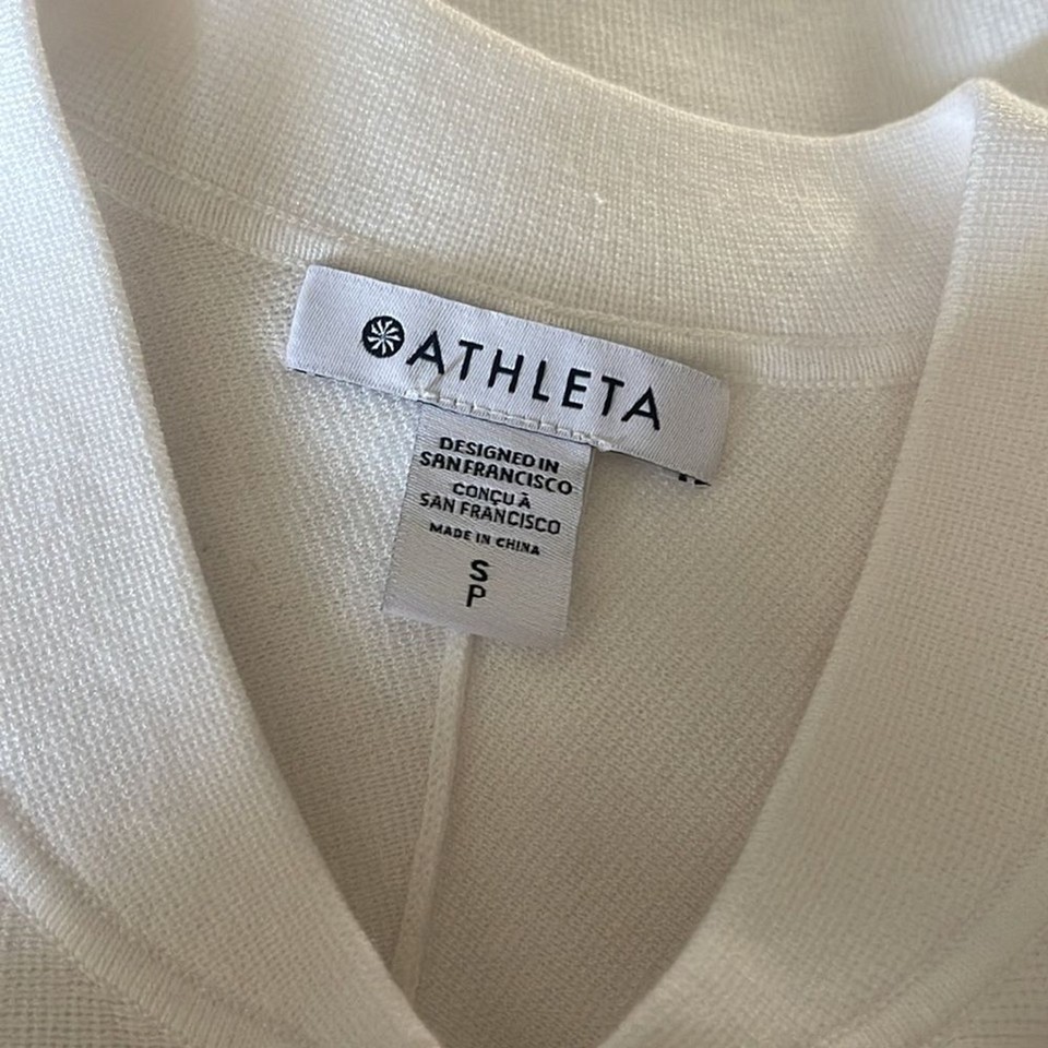Athleta Advantage Sweater Size S Small Bright White 532545 Zipper