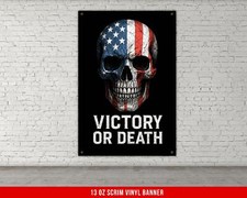 Victory or Death Gym Banner - American Flag Skull Decor