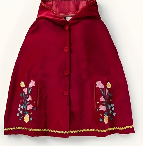 Mini Boden Velvet Embroidered Cape Red Riding Hood Size S - Picture 9 of 9