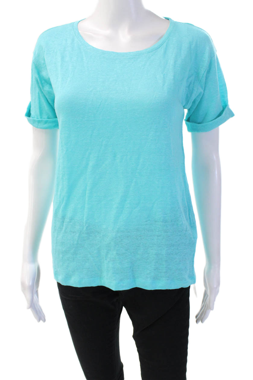 J Crew Women Basic Light Blue Round Neck Short Sleeve T-Shirt Size XSFree Shipping in US $100+ Orders | $6.95 Orders Below