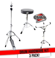 Hi-Hat Pedal Cymbal Stand, Drum Throne Seat & Snare Stand Drum Hardware Set