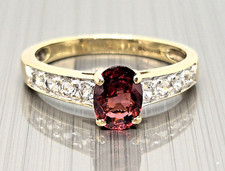 9ct Gold Garnet &cz Solitaire with Accents Ring, Size N Hallmark Birmingham 2007