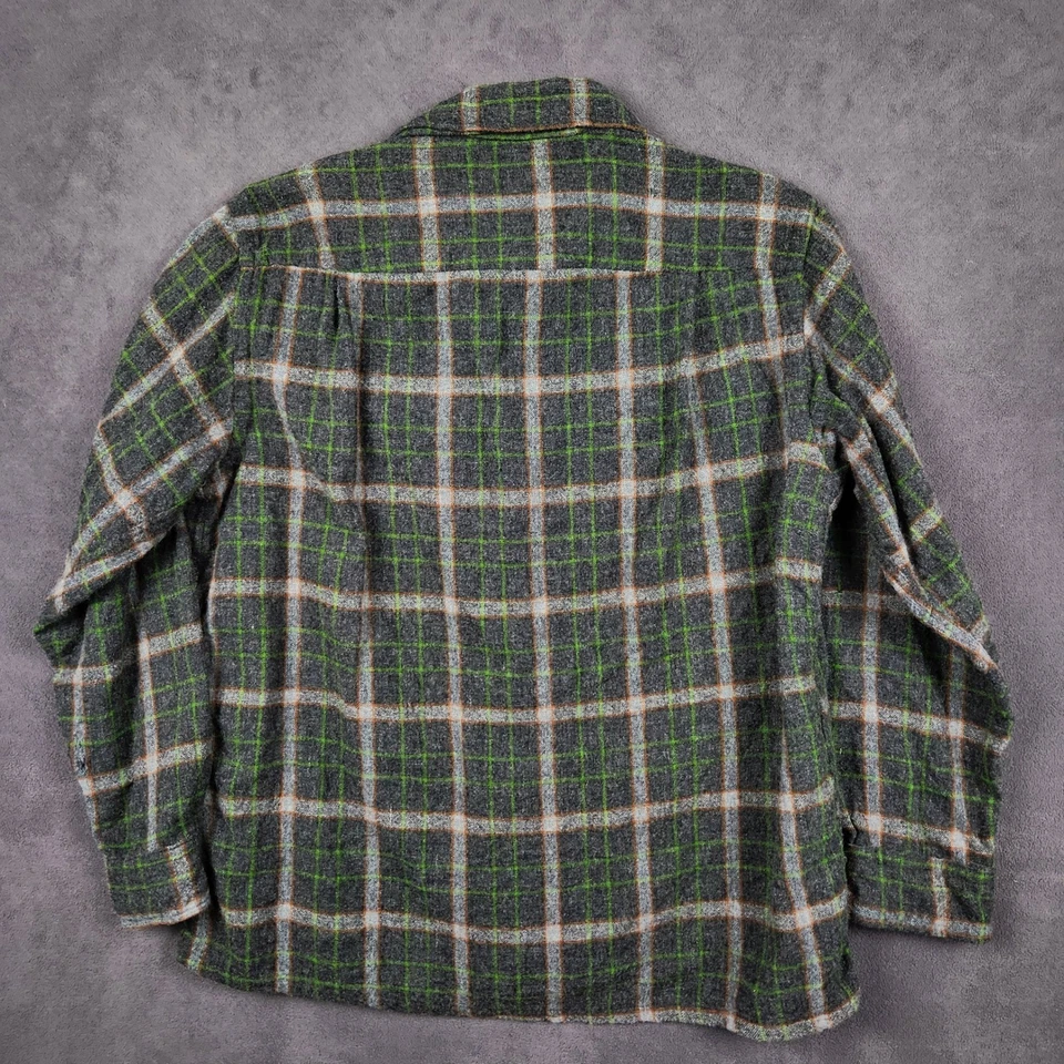 Camisa De Colección Towncraft Para Hombres Grande Franela A Cuadros Mezcla Lana Manga Larga Botón Foto 3 de 4