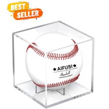 Baseball Display Case, UV Protected Acrylic Cube Baseball Holder Square Clear...