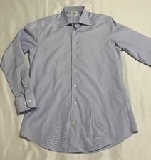 Suitsupply Shirt Sz M Extra Slim Fit Blue Vertical Pinstripes Cotton