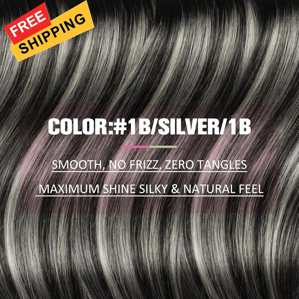 YoungSee Invisible Tape in Hair Extensions Ombre Black #Tape-B-#1B/Silver/1B  Foto 4 de 4