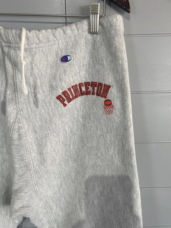 Pantalones deportivos vintage de los años 80 Champion tejido inverso gris L Princeton baloncesto Foto 2 de 4
