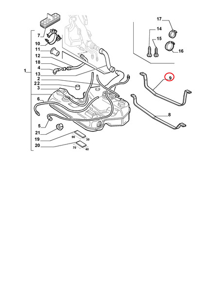 Lancia Lybra Originale Kraftstofftank Halterung 46780705-image