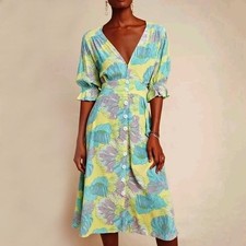 Faithfull The Brand Lera Midi Dress Anthropologie XS