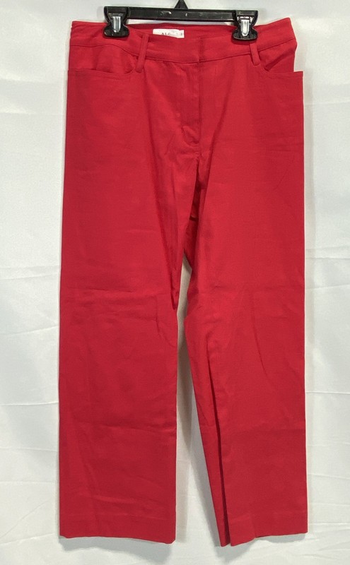 A.L.C. Women's Red Ramie Viscose Blend Ankle Cropped Straight Leg Pants Sz 2