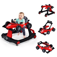 Babyjoy Baby 4-in-1 Walker Foldable Activity Push Walker Adjustable Height Red