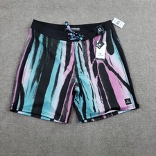 Rip Curl Board Shorts Mens 32 Blue Pink Black Striped Drawstring Mirage Stretch