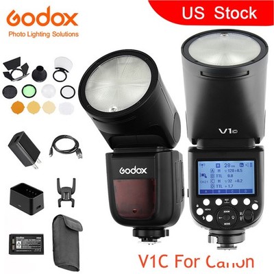 US Godox V1-C 2.4G Round Head TTL Camera Flash Light Speedlight +AK-R1 For Canon