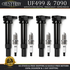 4X Ignition Coil  IRIDIUM Spark Plug For 2006-2011 Hyundai Accent Kia Rio UF499