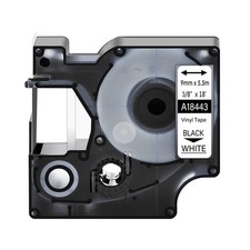 1PK 18443 Black on White IND Vinyl Label 3/8" for DYMO Rhino 1000 5000 5200 Tape