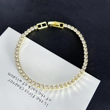 Stainless Steel Gold Silver Zirconia Tennis Chain Bracelet Women 16/18cm Jewelry