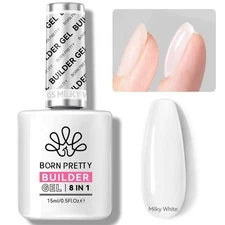 Born Pretty Builder Nail Gel, 8-in-1 Milky White Clear Builder Gel for Nail Apex
