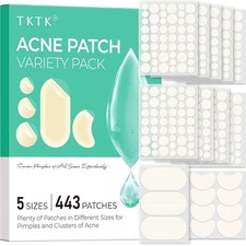 TKTK 443 Count Pimple Patches for Face, Hydrocolloid Acne Patch Bulk, Acne Stick