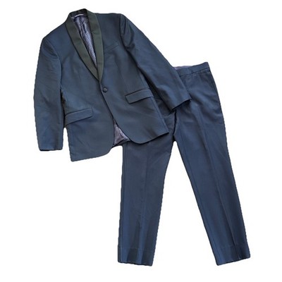 Ted Baker Endurance Tuxedo Suit Men 38R Blue Wool Mohair Satin Shawl Collar