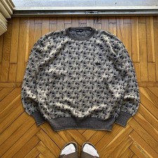 Vintage Emporio Armani Knitted Jumper Multicoloured 80s Eagle Large L