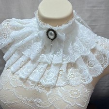 Handmade Custom Scarf Collar   3-Layer White Lace False Collar, Vintage Neck Acc