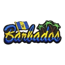 Barbados Iron-On Patch Flag Palm Trees Souvenir Embroidered New 1.75” X 4.5”