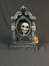 PAC Animated Skeleton Tombstone Halloween Lights Sounds Table Top
