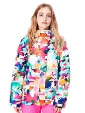 GSOU Snow Jacket Women Large Colorful Camo Waterproof Ski Winter Snowboard
