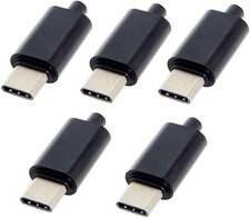 chenyang 5 Pack USB C DIY Connector 3.1 Type C 24Pin Male Plug Port Black