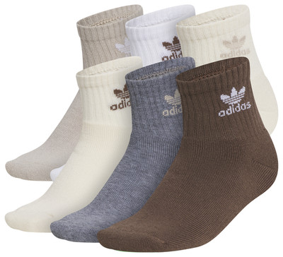 adidas Originals Trefoil Kids 6 Pack Quarter Socks Shoe Size 5-7