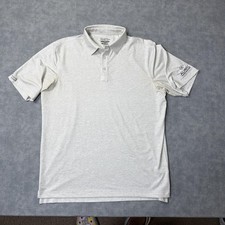 Straight Down Polo Shirt Mens Large Gray Solid Auric Capital Logo Golf Top