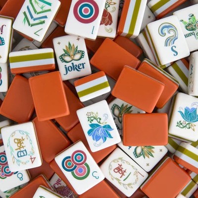 Vibrant Orange American Mahjong Set 160 Tiles Engraved Acrylic