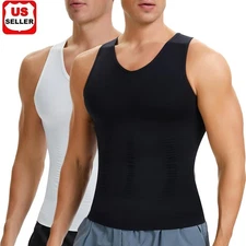 1/2 Pack Mens Gynecomastia Compression Shirt Tummy Control Shaper Tank Top Vest
