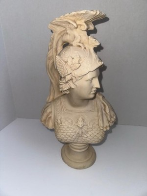 Classical Athena / Minerva Bust   Cast Stone or Alabaster Reproduction Vintage
