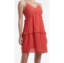EXPRESS Clip Dot Red V-Neck Trapeze Dress Size XS