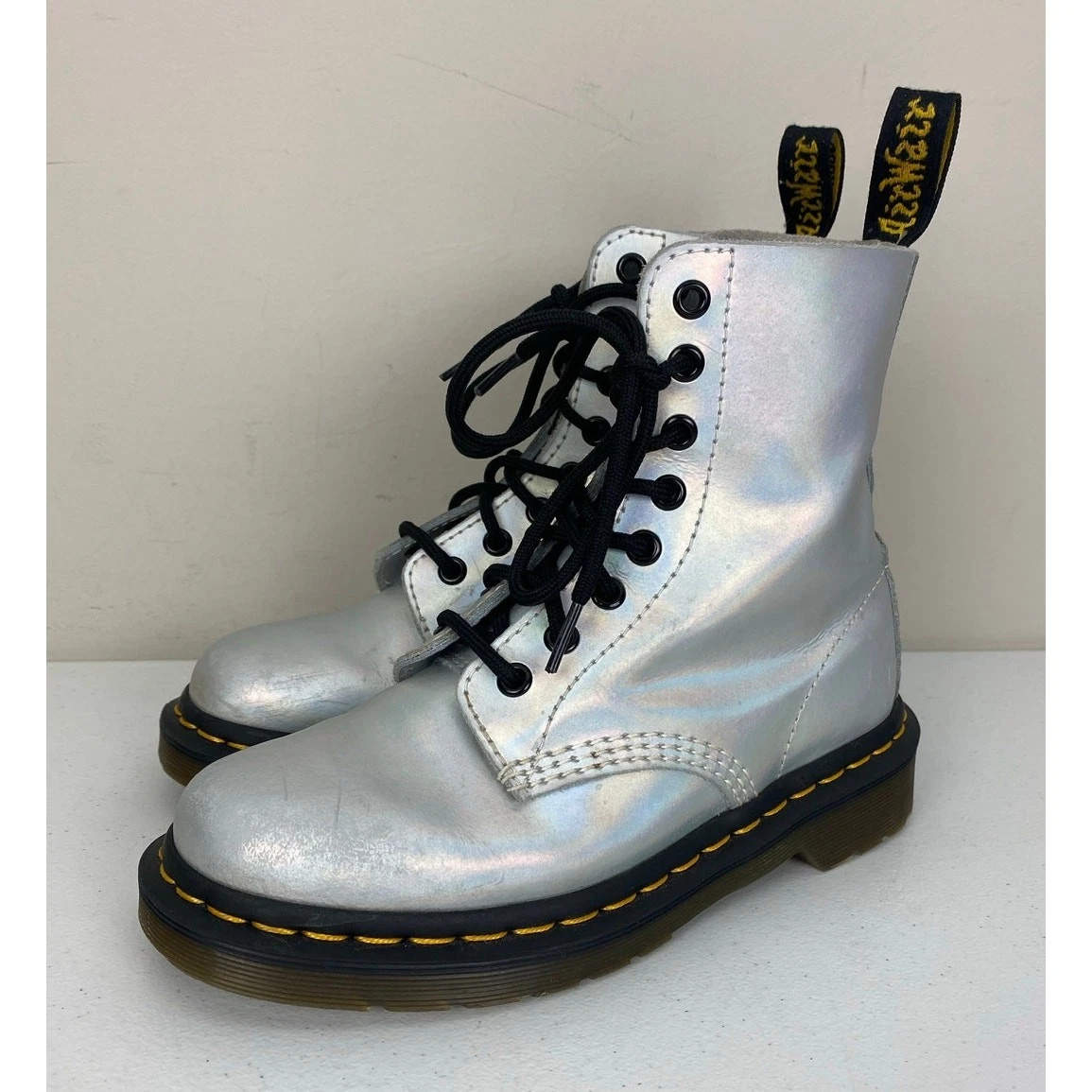 Dr. Martens Leather Upper Silver Boots for Women for sale | eBay display picture 1