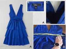 Women’s Lulus Blue Solid V-Neck Sleeveless A-Line Long Dress Zip Tie Layered L