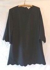 Umgee Little Black Dress LBD 3/4 Sleeve Scalloped Hem Sz S Style G2579 Zip Back