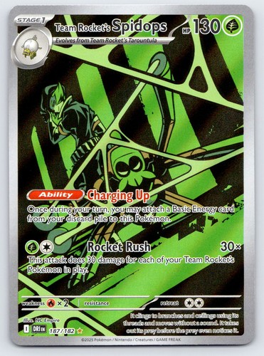 Team Rocket's Spidops 187/182 Illustration Rare Destined Rivals Pokemon Holo NM