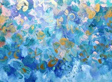 ELIZABETHA FOX,  Blue Blossom;  Ready to Hang, Canvas Oil Painting, 40 x 30 cm