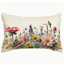 Floral Pillow Cover-12x20-Vibrant Summer Colors-High Quality Linen Blend
