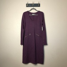 Athleta Purple Celebration Dress Long Sleeve Midi Modal Women's L Tall NWT 98