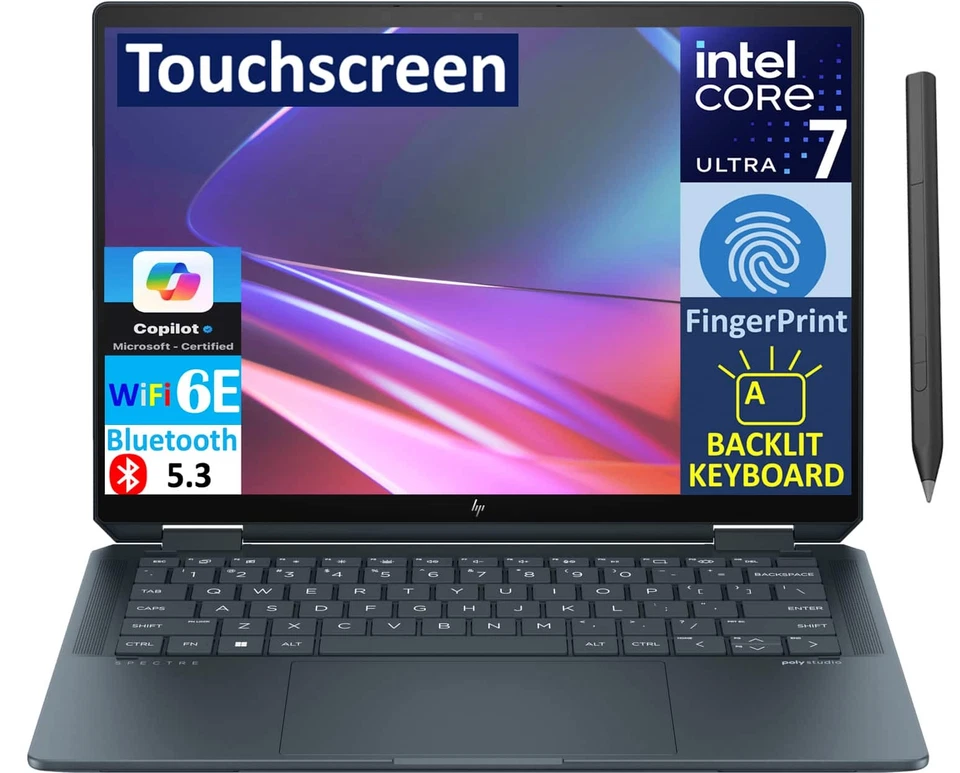 HP Spectre x360 2-in-1 14,0 2,8K Display Intel Ultra 7-155H, 32GB LPDDR5X, 2TB P - Bild 4 von 4